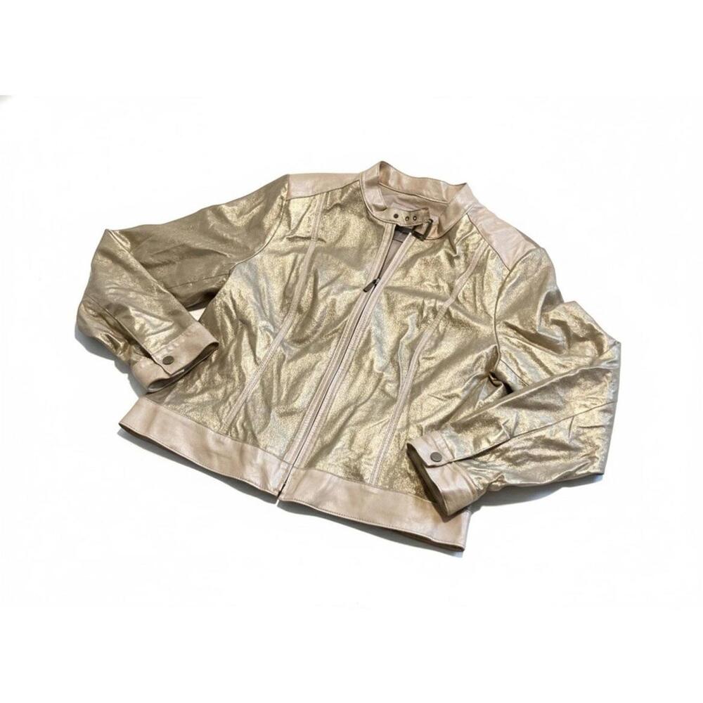 Doncaster Women's Gold leather Jacket Size 14